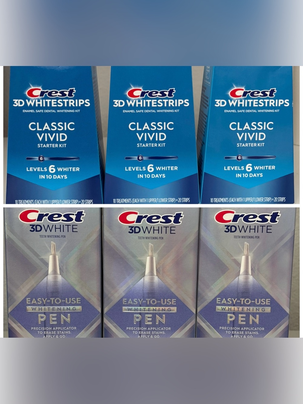 Crest 3D Whitestrips and Whitening Pen - lot of 6